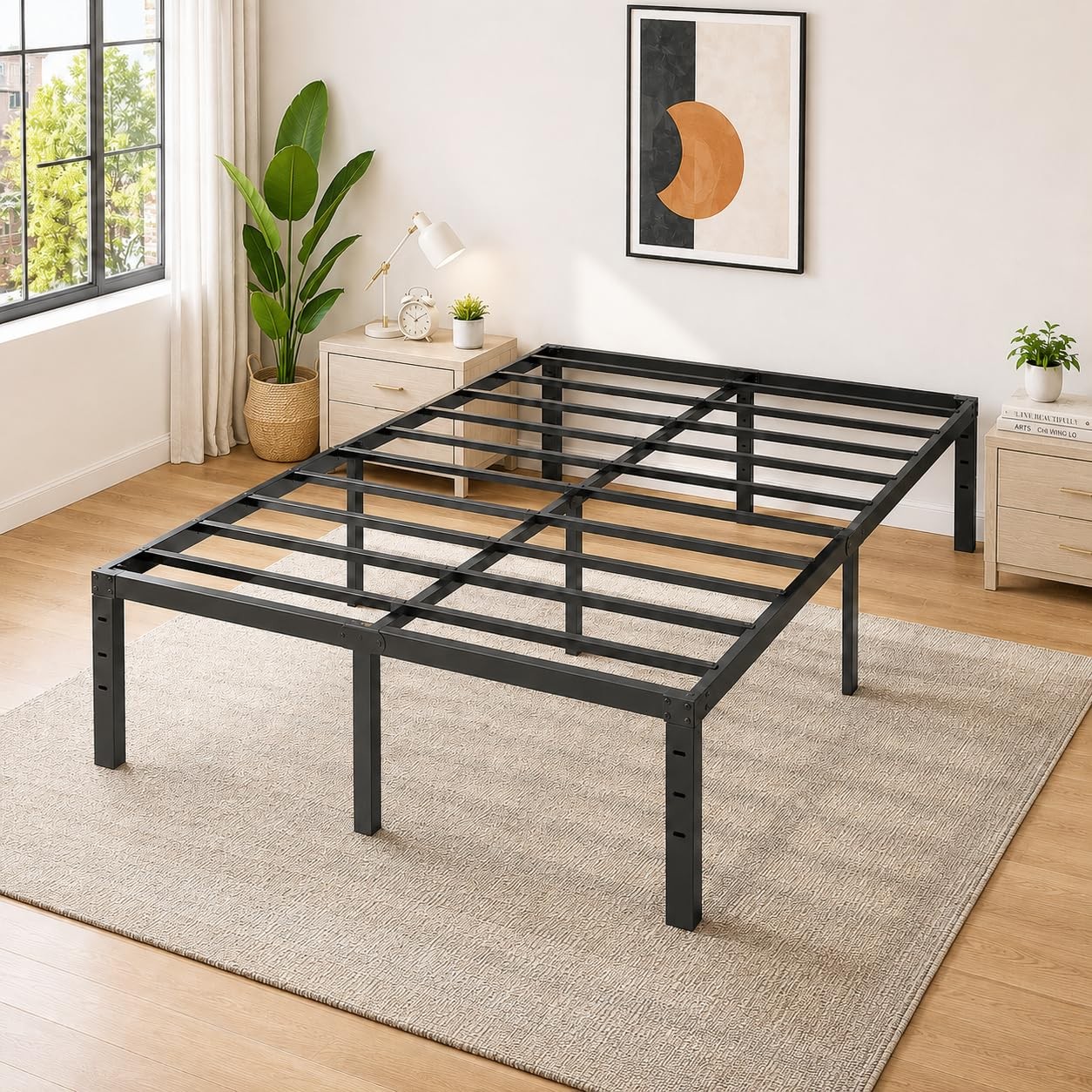 Sturdy 14 Inch Queen Bed Frame, Heavy Duty Metal Platform, No Box Spring Needed Sturdy 14 Inch Queen Bed Frame, Heavy Duty Metal Platform, No Box Spring Needed