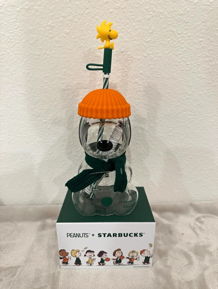 Authentic Starbucks x Peanuts Snoopy  Glass Cup 20oz Coffee Cup-Halloween Gifts