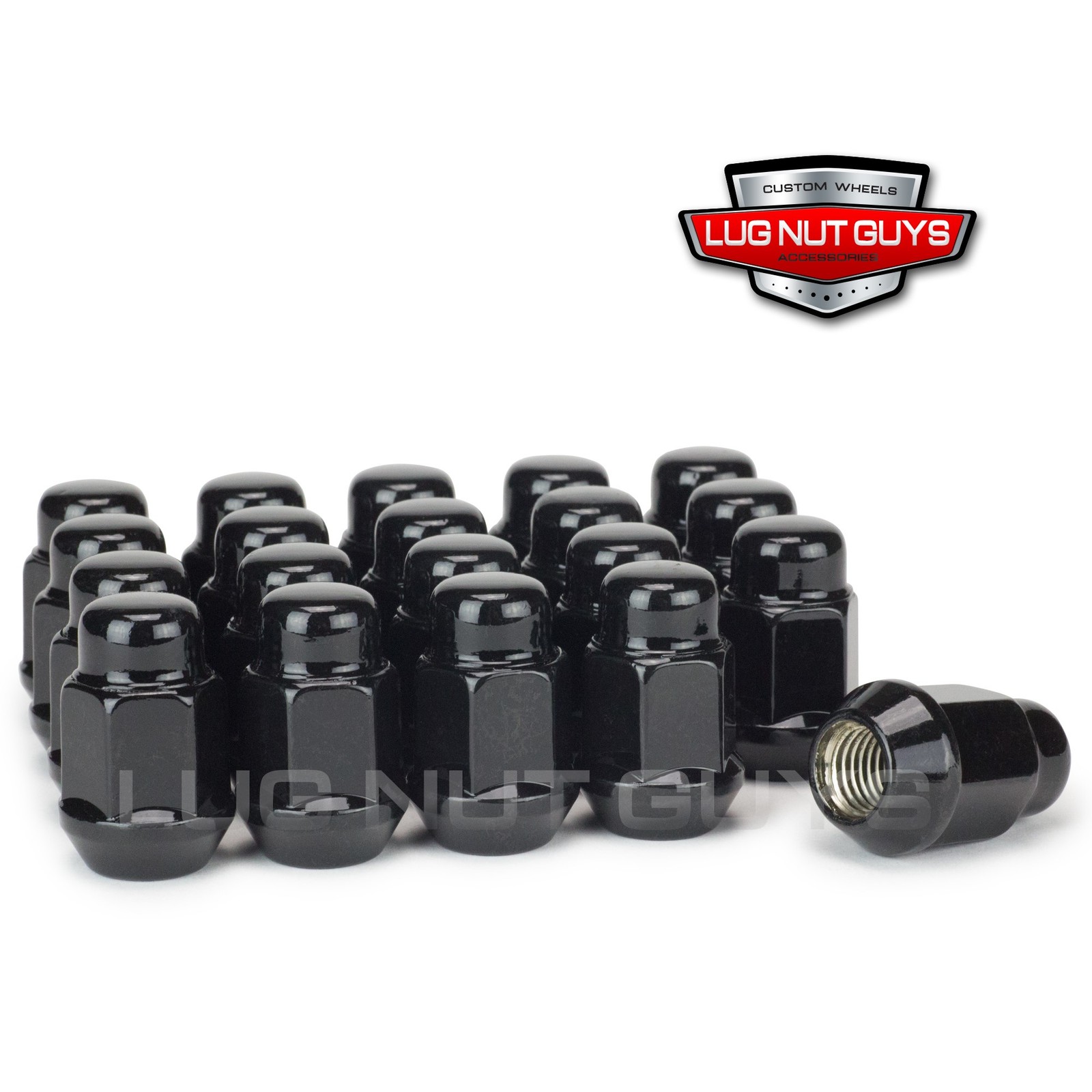 20pc Lug Nut Set Bulge Acorn 12x1.5 Black 19mm Hex fits Hyundai Kia