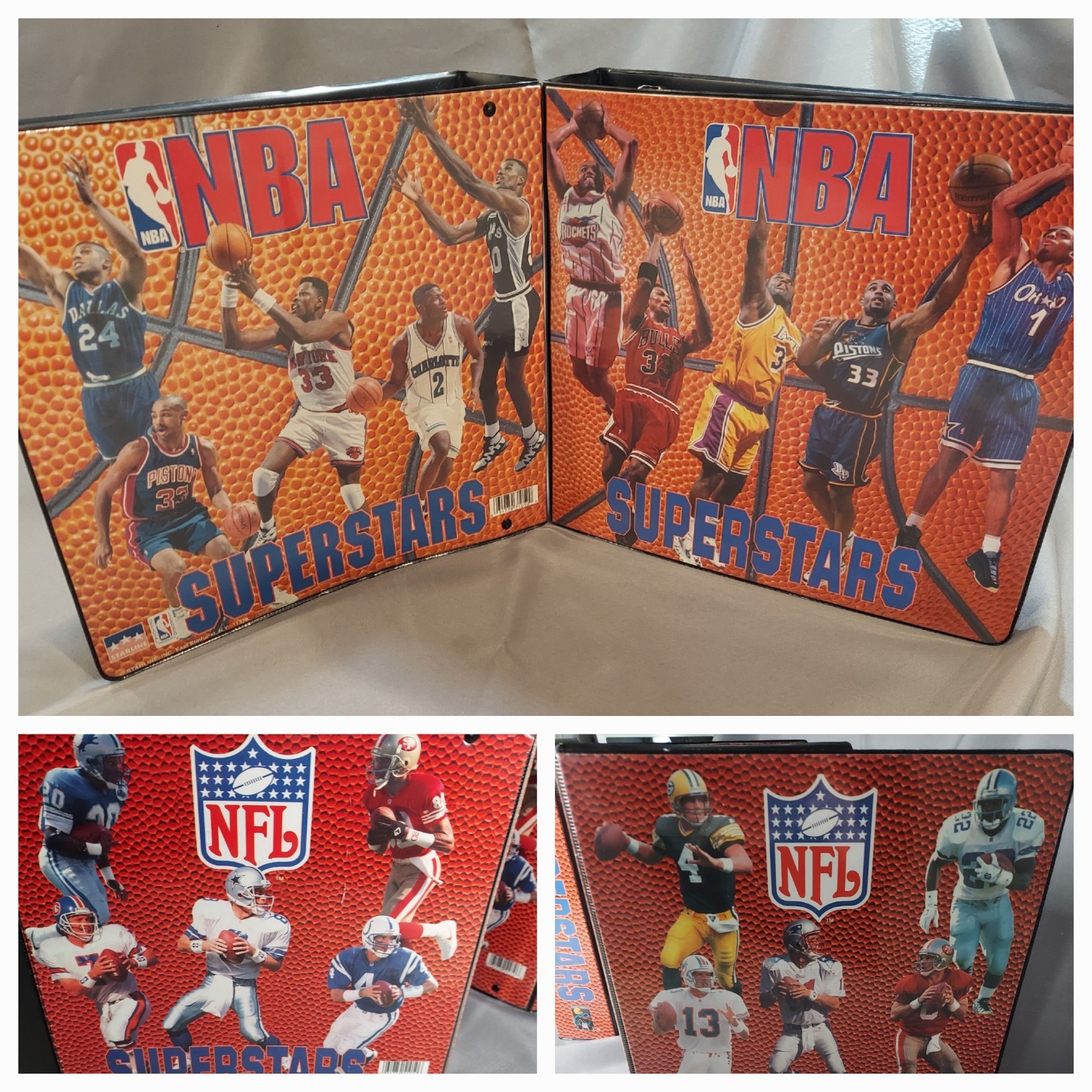 Vintage 1992-94 Starline Binders NFL NBA - 2 Each/4 Total - Superstars - Unsplit