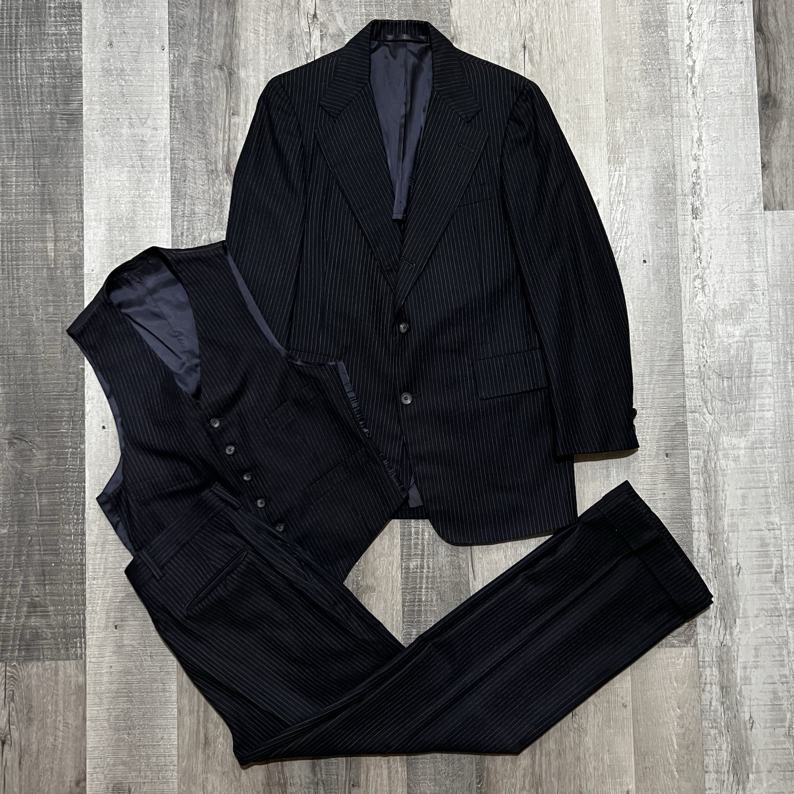 VTG 50s 60s Brooks Brothers Pinstripe Wool 3 Piece Suit 38R Blue 31\ VTG 50s 60s Brooks Brothers Pinstripe Wool 3 Piece Suit 38R Blue 31\