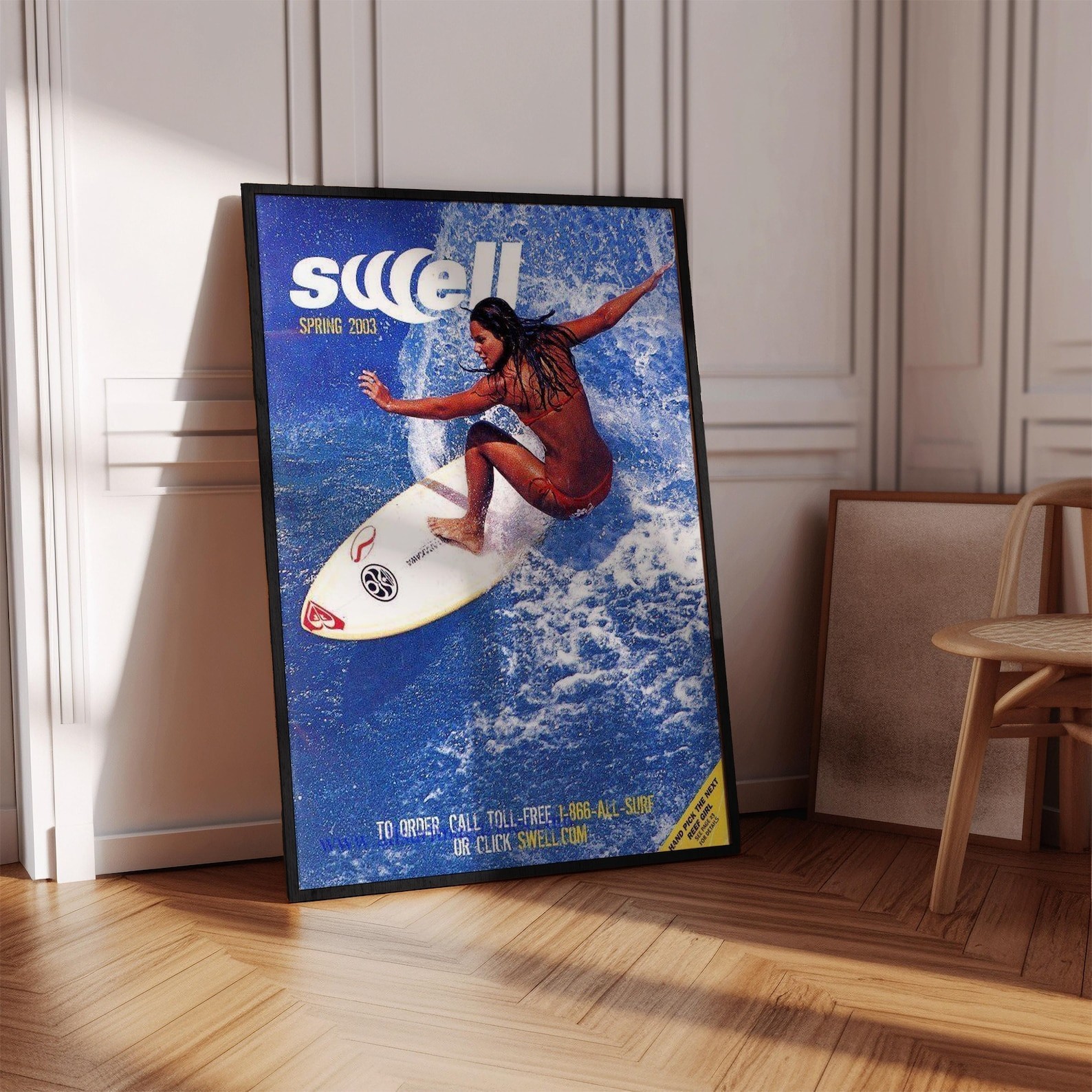 Swell 2003 Surfing Poster Featuring Surfer Girl Y2K Retro Beach Aesthetic Trendy