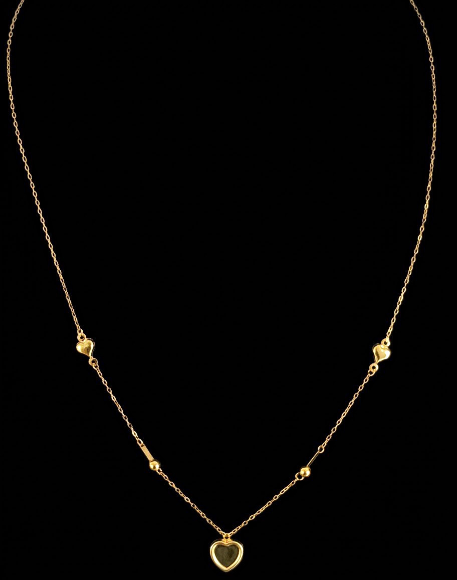 10k real Gold Italian 🇮🇹 Dainty Station Necklace with Heart Charms for women 10k real Gold Italian 🇮🇹 Dainty Station Necklace with Heart Charms for women