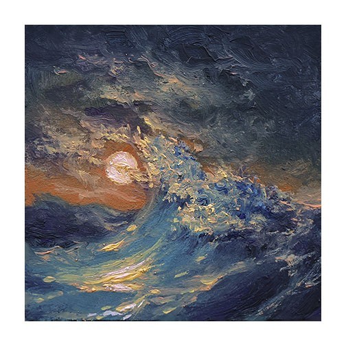 ORIGINAL OIL PAINTING ART SEASCAPE RARE MOONLIT NIGHT UNIQUE GALLERY OCEAN WAVE