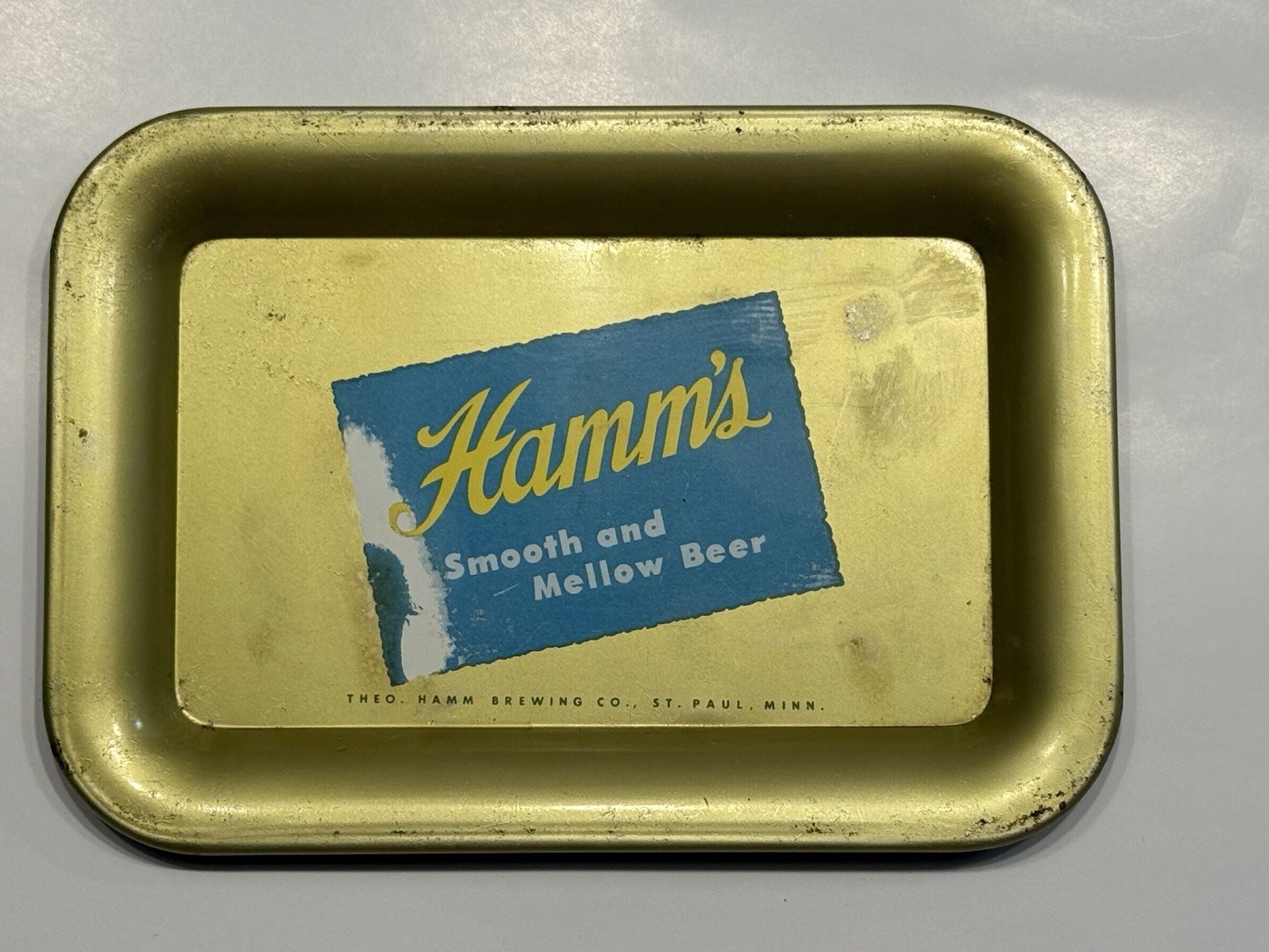 Vintage 1940's Hamms Smooth & Mellow Beer Tin Tip Tray Vintage 1940's Hamms Smooth & Mellow Beer Tin Tip Tray