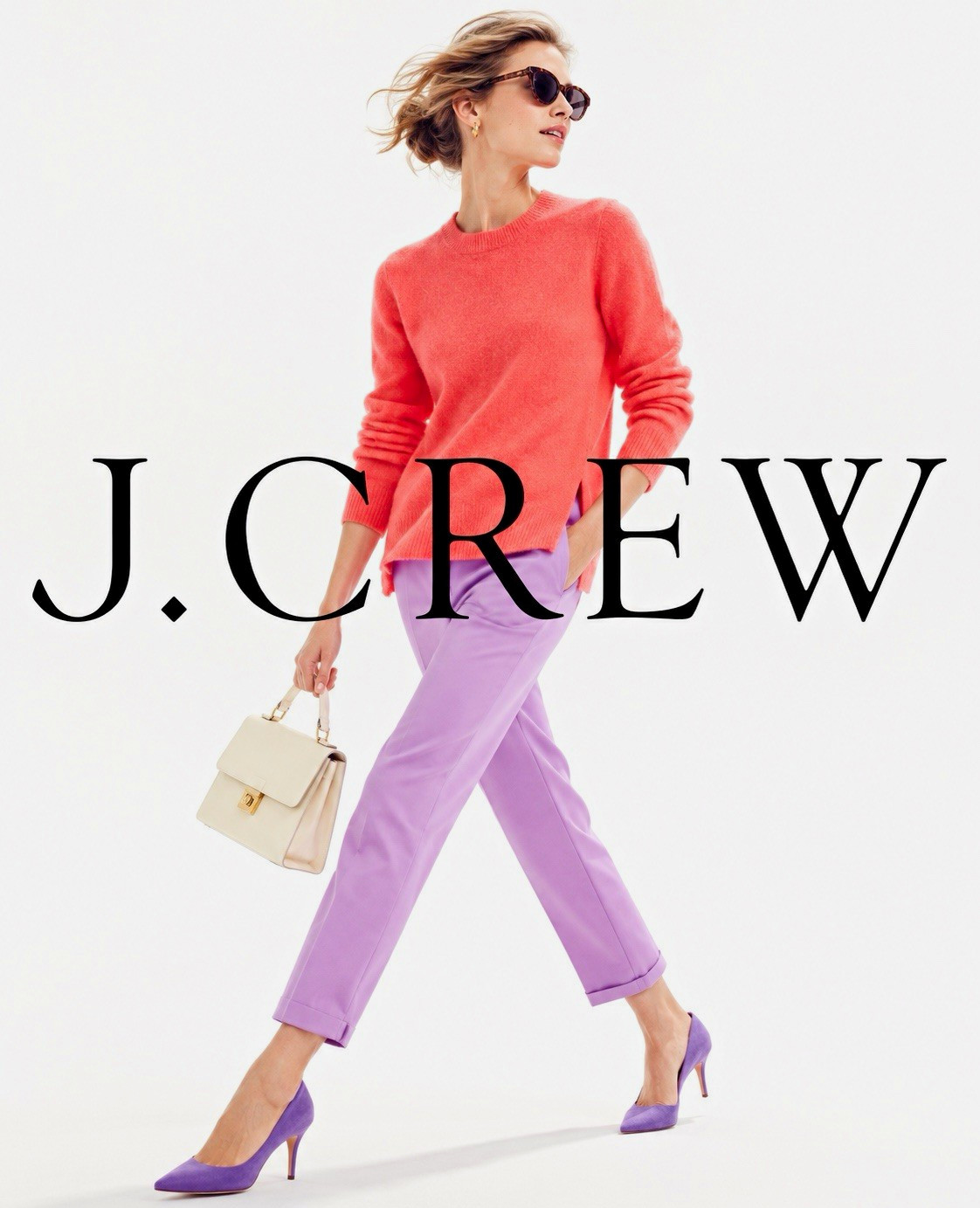J.Crew Extra-Soft Sweater Women’s L Coral Pink Wool Blend Crewneck Side Slit
