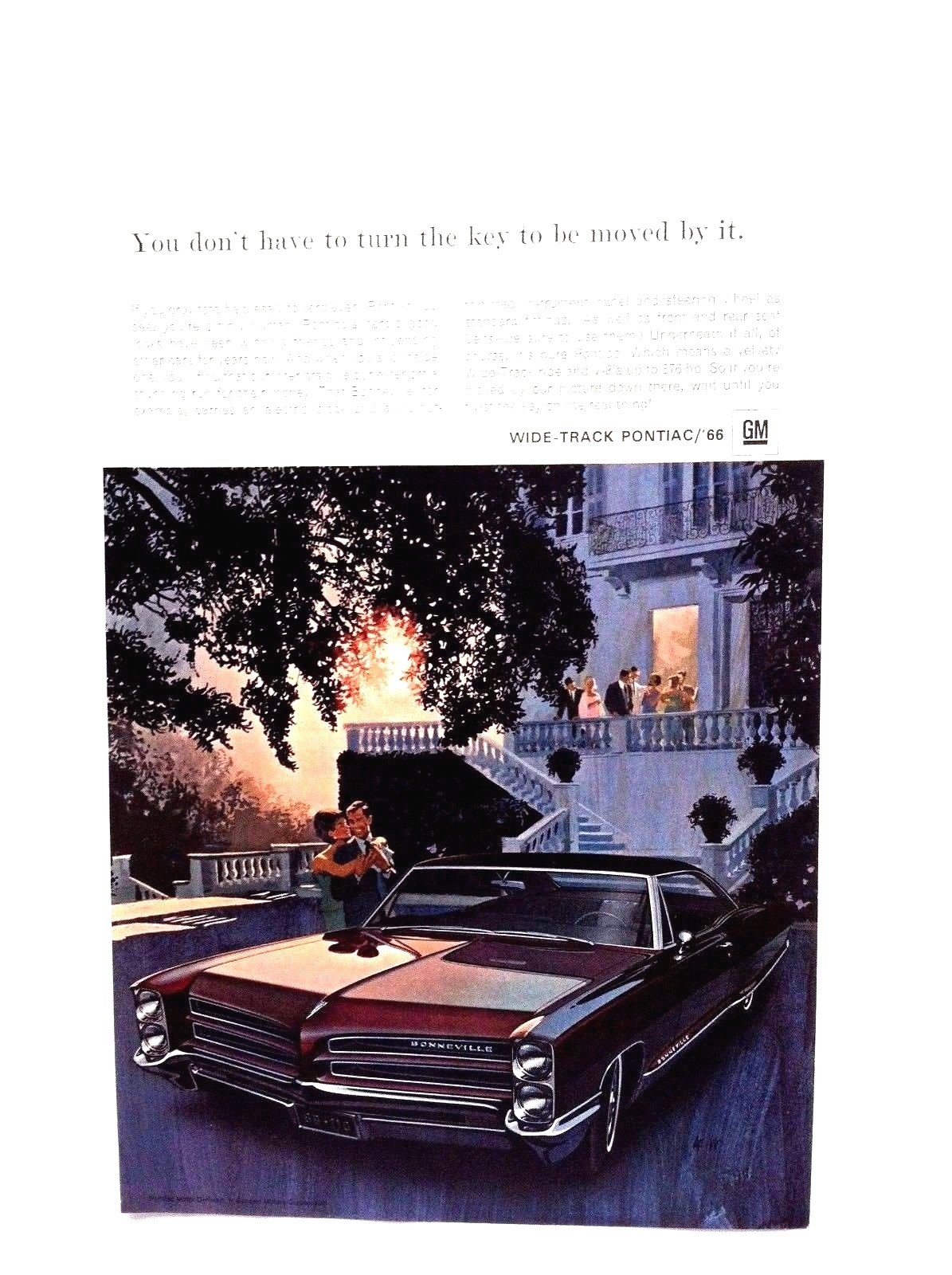 1966 Pontiac Wide Track Bonneville 2 Door Hardtop Print Ad Tiger Turn Key