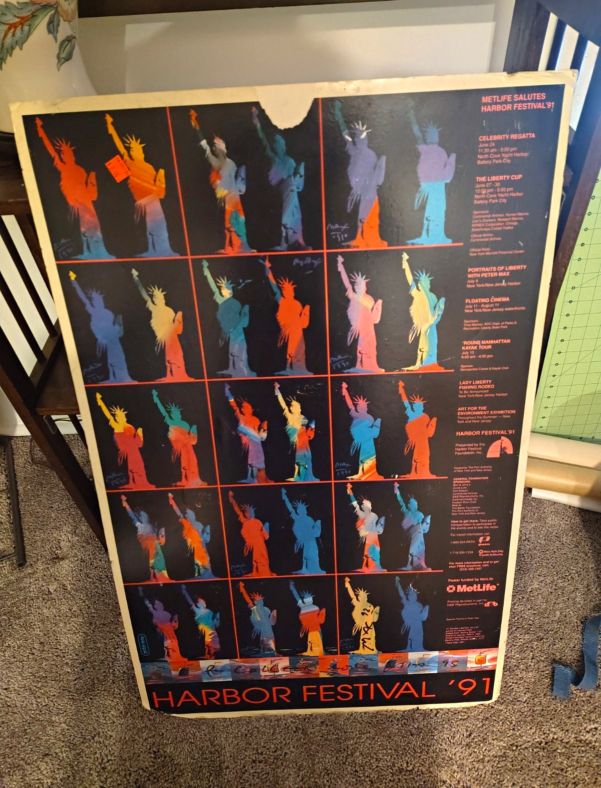 Beat up but SIGNED Rare Peter Max Harbor Festival 1991 Pop art Poster Beat up but SIGNED Rare Peter Max Harbor Festival 1991 Pop art Poster