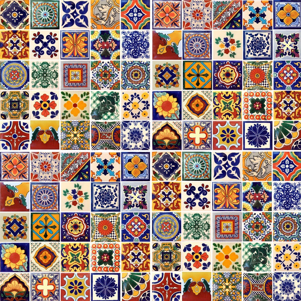 100 Assorted 4x4 Tiles Handmade Hand Painted Talavera México Tile #002