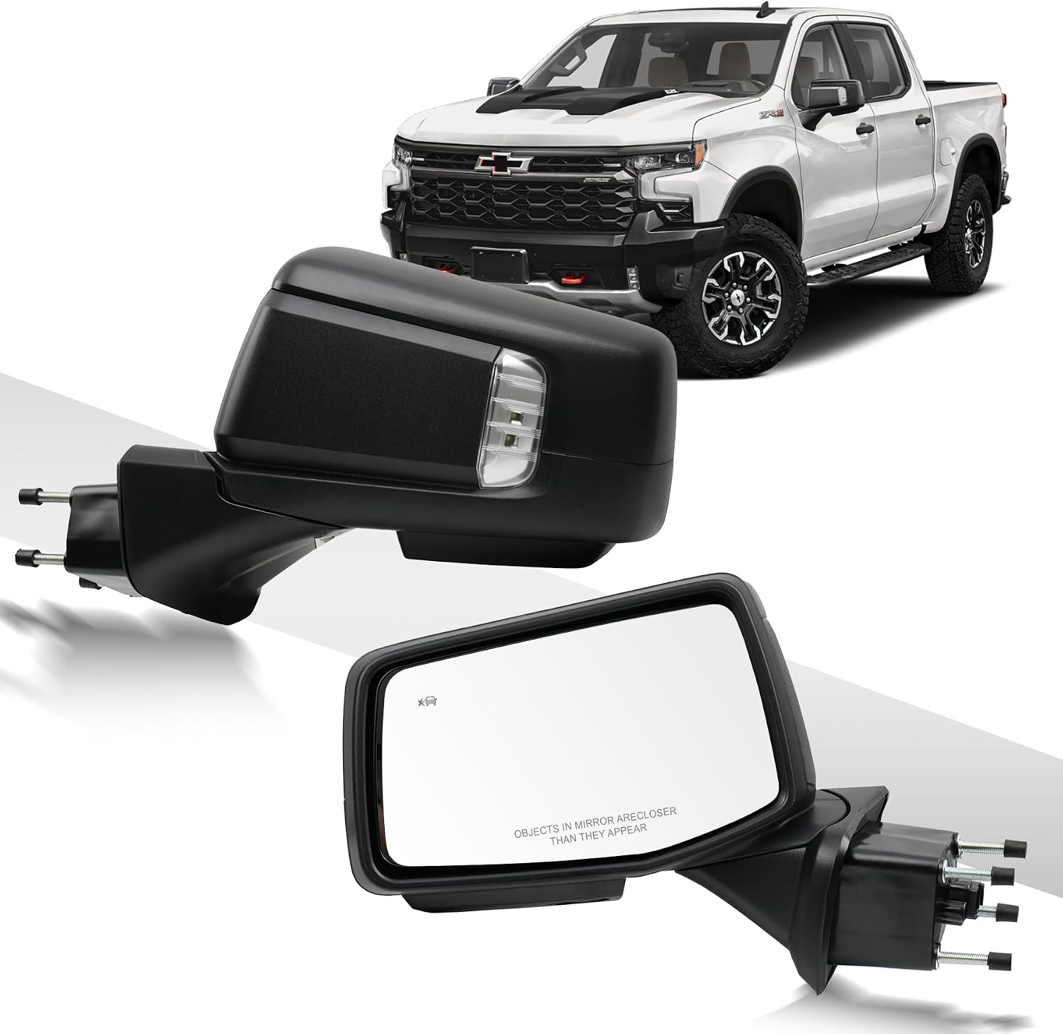 2019-24 Silverado 1500 Driver Left Side Mirror Heated Power Glass–Compatible Rep