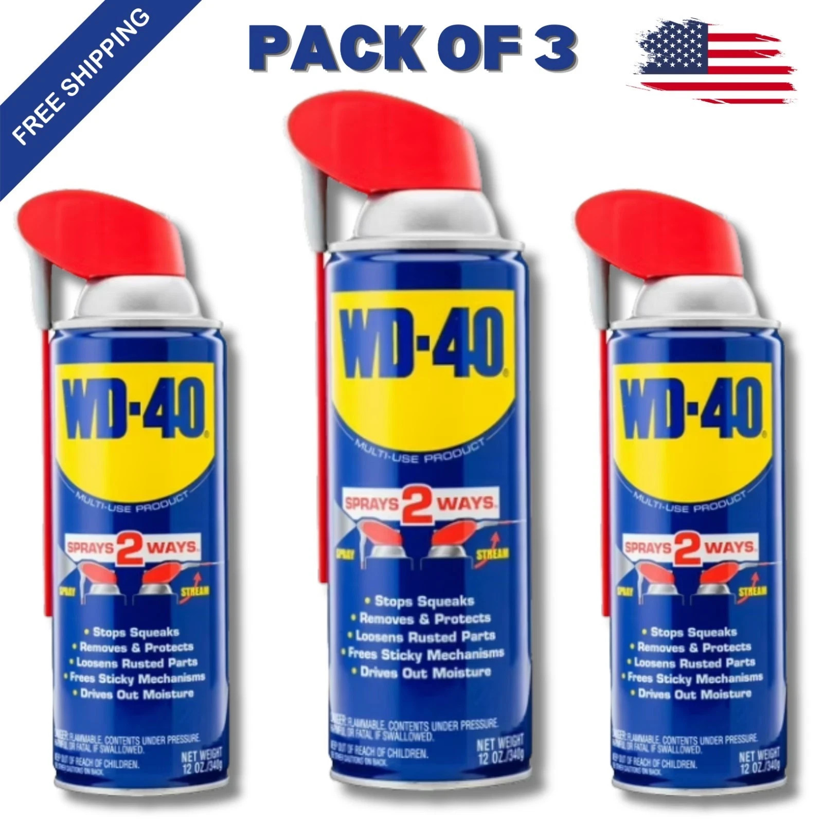 New Multi Purpose Original WD-40 Formula Lubricant Spray 3-PACK w/. Smart Straw New Multi Purpose Original WD-40 Formula Lubricant Spray 3-PACK w/. Smart Straw