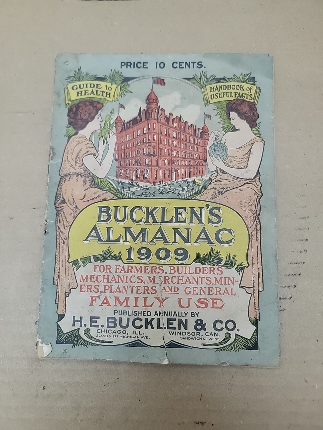 Vintage Antique 1909 Bucklen's Almanac *  Guide to Health Handbook of Facts