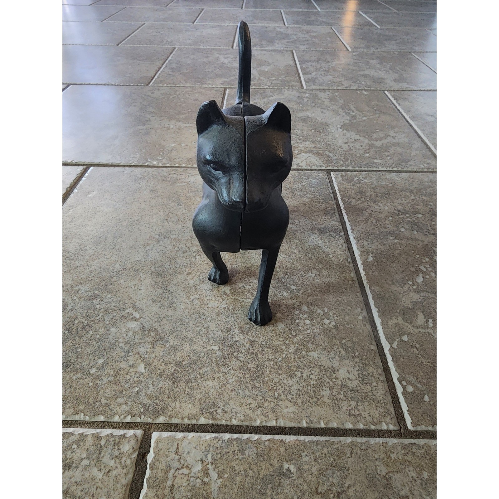 Vintage Cast Iron Black Cat Coin Bank Standing Feline Figurine Doorstop Decor Vintage Cast Iron Black Cat Coin Bank Standing Feline Figurine Doorstop Decor