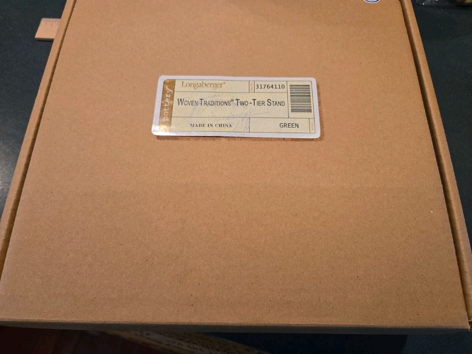 New in Box Longaberger Woven Traditions Green Two-Tier Stand 31764110 Pictures