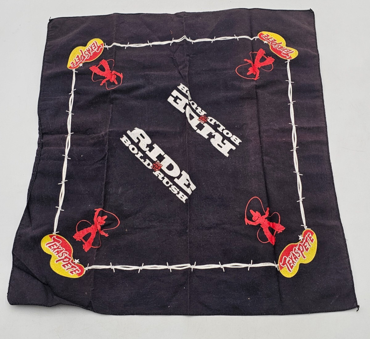Vintage Texas Pete Cowboy Hot Sauce Bandana RIDE BOLD RUSH- NEW