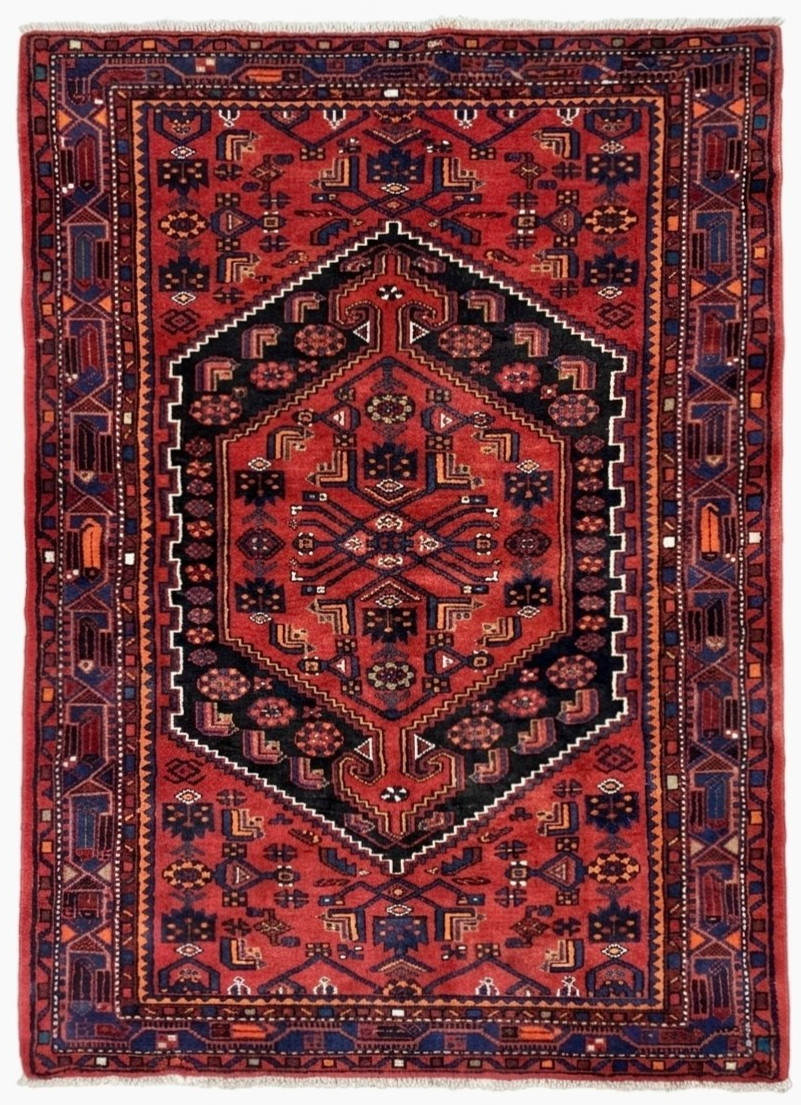 Vintage Zanjan Tribal Geometric Hand Knotted Wool Oriental Area Rug 5x7 Boho