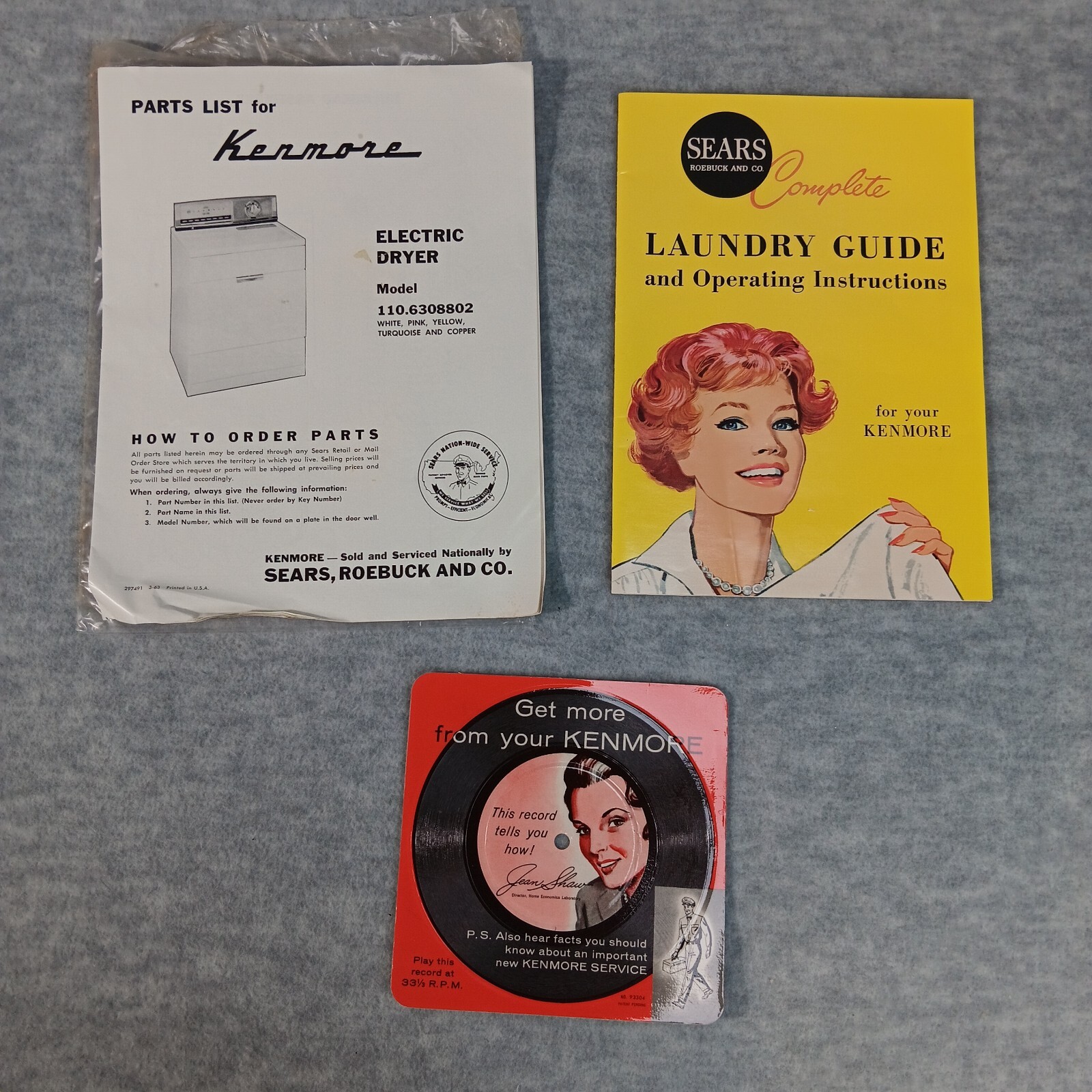 Vintage Sears Kenmore Electric Dryer Laundry Guide Instructions Record 1960's Vintage Sears Kenmore Electric Dryer Laundry Guide Instructions Record 1960's