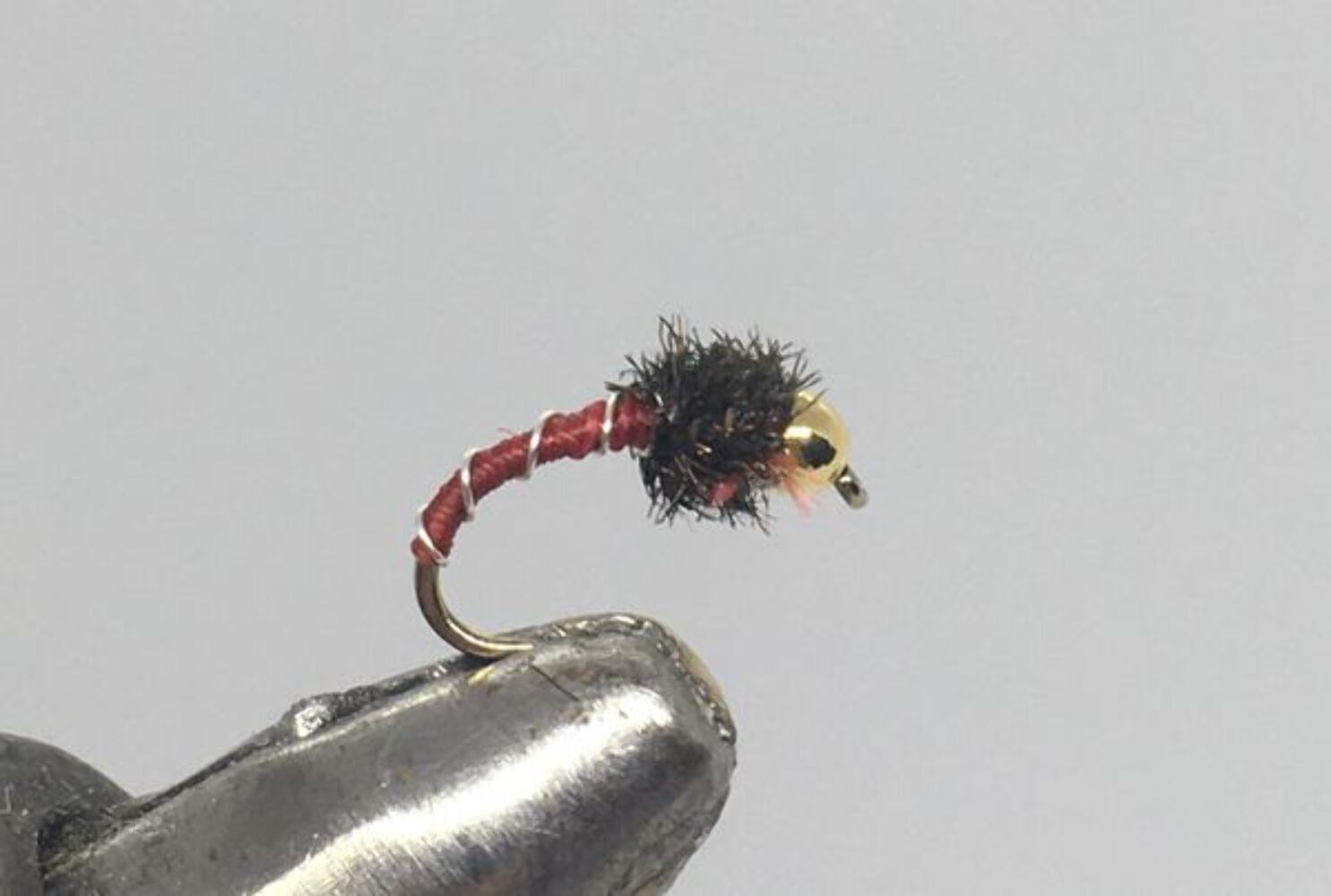 One Dozen (12) - Tungsten Beadhead Zebra Midge - Red/Peacock - Nymph