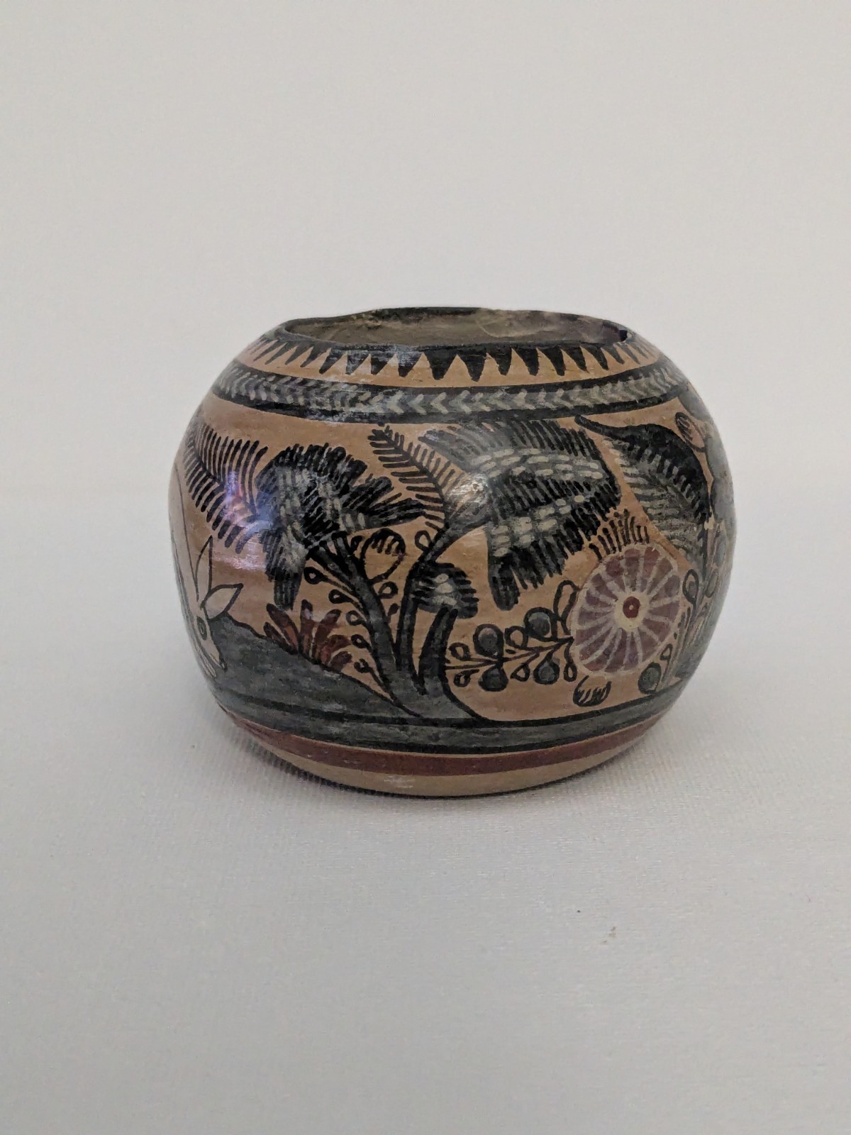 Vintage Tonala Mexico Pottery Vase 2.5” Bird Folk Art Hand Painted Vintage Tonala Mexico Pottery Vase 2.5” Bird Folk Art Hand Painted