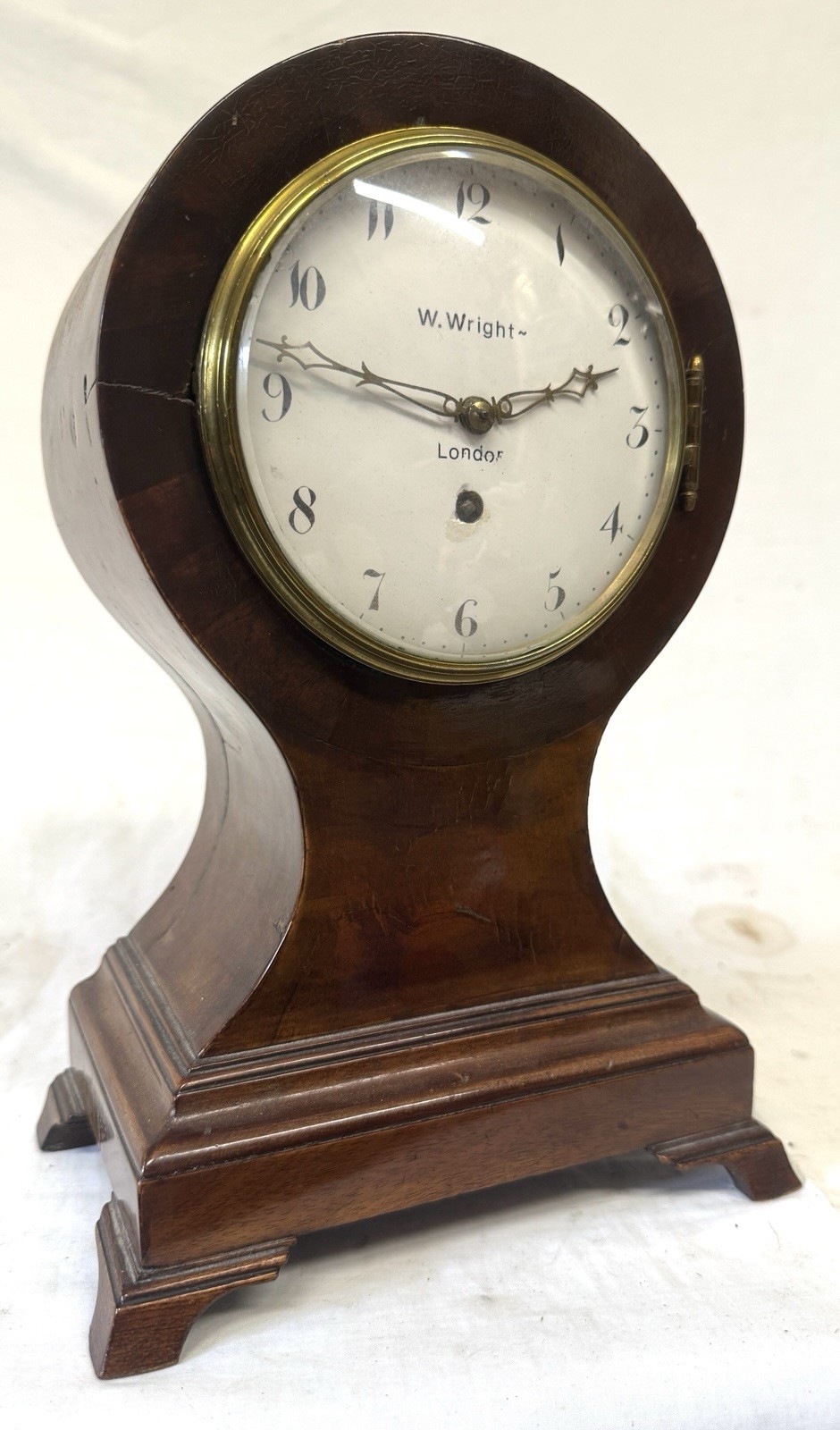 Antique Small Single Fusee Balloon Cased Mantel Clock By W Wright London