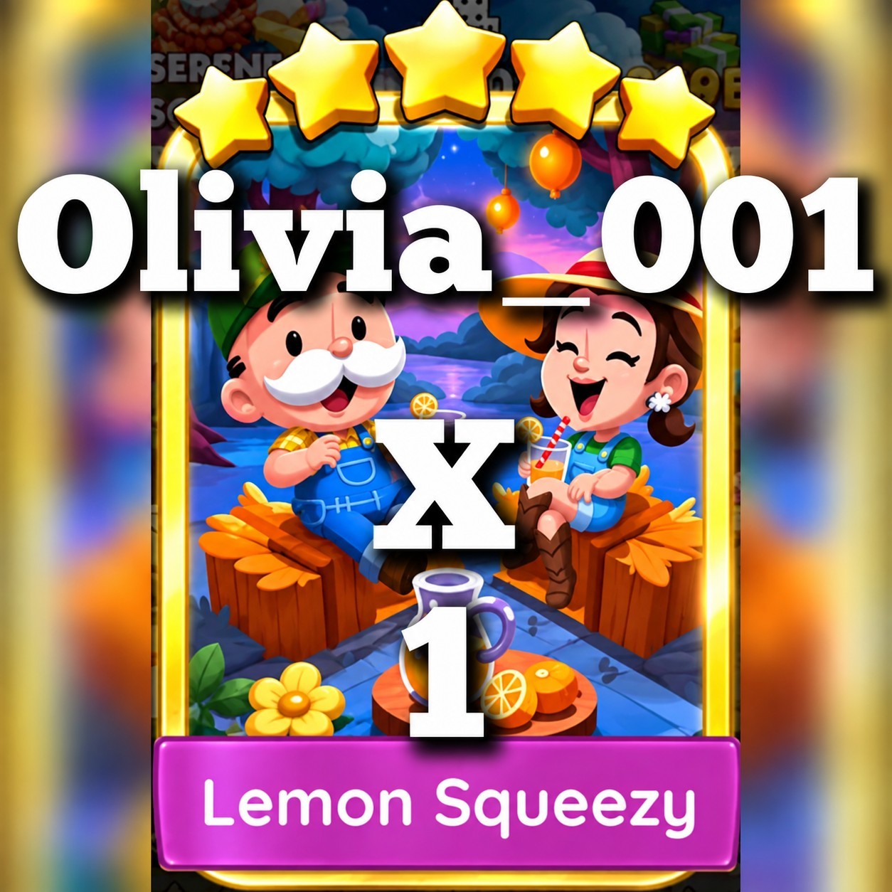 1 x Lemon Squeezy ⭐⭐⭐⭐⭐ Set 18 :- Mono_Poly_Go Golden Blitz Stickers :- Fastest