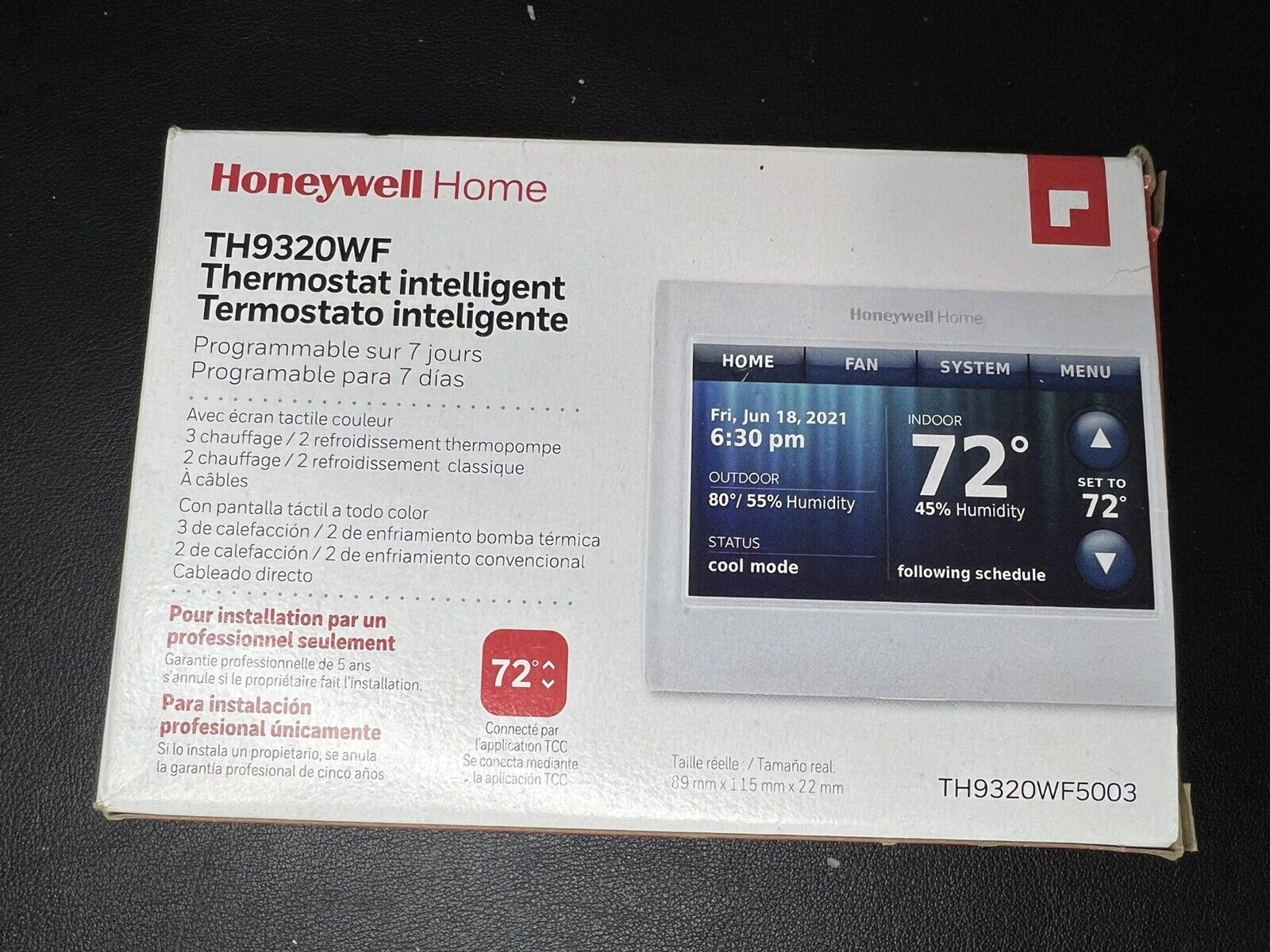 Honeywell TH9320WF5003 WiFi Color Touchscreen Thermostat - Requires C wire