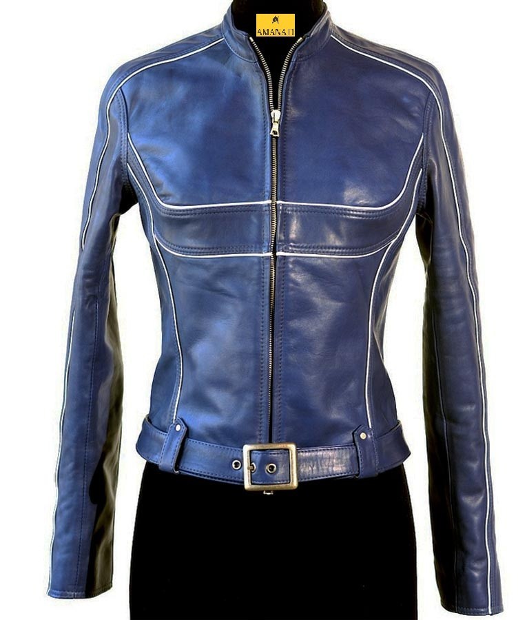 Leather Jacket Women\'s Biker Lambskin Motorcycle Women Slim Hood Moto Blue 14 Leather Jacket Women\'s Biker Lambskin Motorcycle Women Slim Hood Moto Blue 14