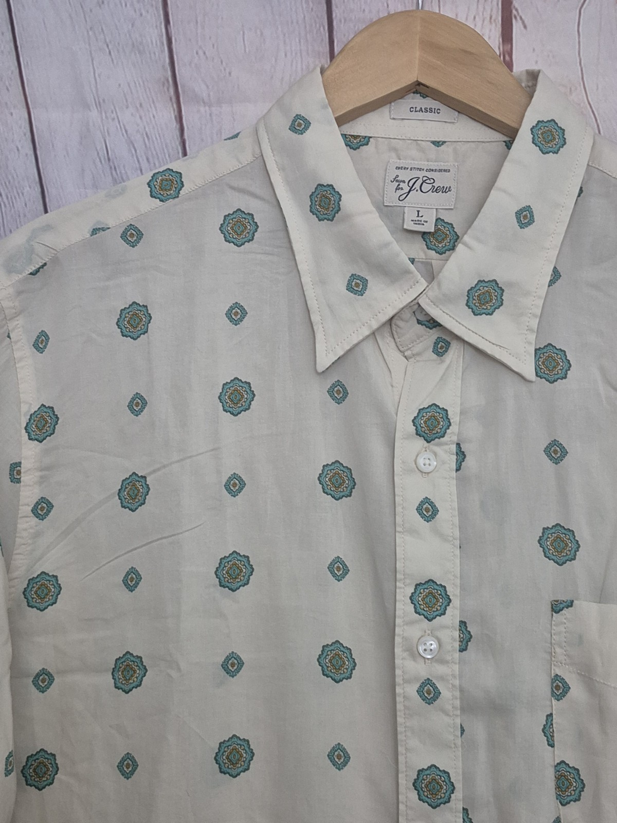 J. Crew Classic Collared Button-Up Short-Sleeve Shirt Mens Large J. Crew Classic Collared Button-Up Short-Sleeve Shirt Mens Large