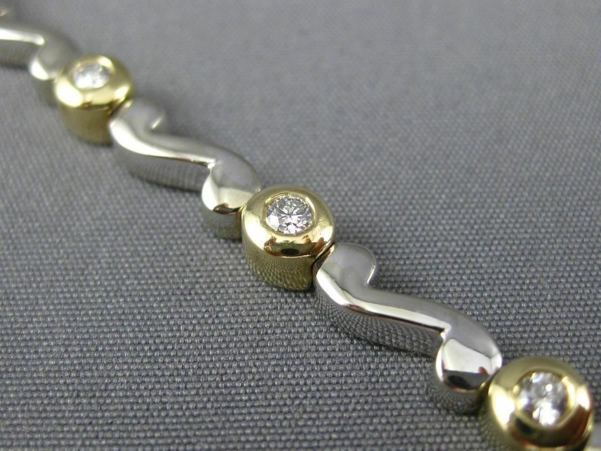 ESTATE .70CT DIAMOND 14KT WHITE & YELLOW GOLD ETOILE WAVE TENNIS BRACELET #5139
