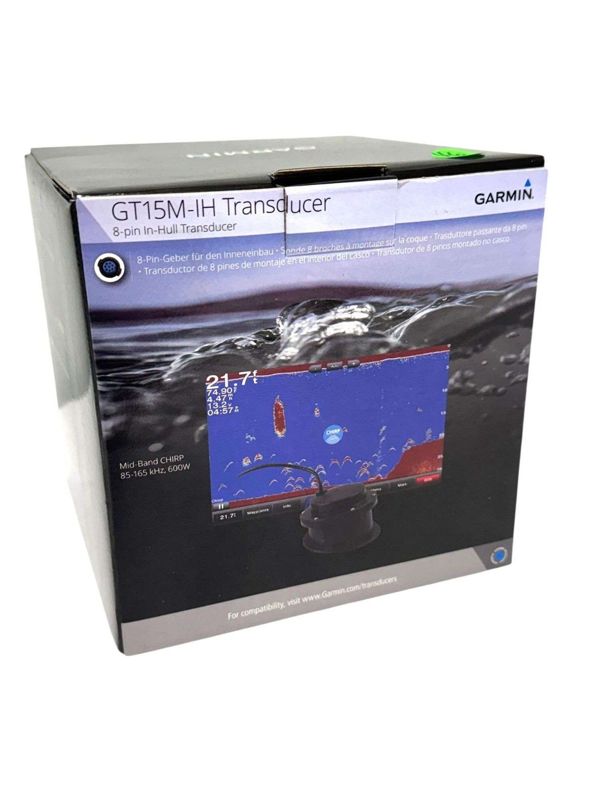 GARMIN GT15M-IH MID BAND CHIRP IN HULL 8 PIN 600W 85-165 kHz Transducer GARMIN GT15M-IH MID BAND CHIRP IN HULL 8 PIN 600W 85-165 kHz Transducer