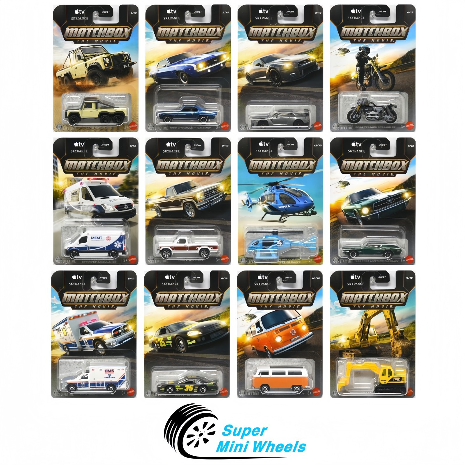 Matchbox 1:64 The Movie Apple TV Skydance 12 Cars Set