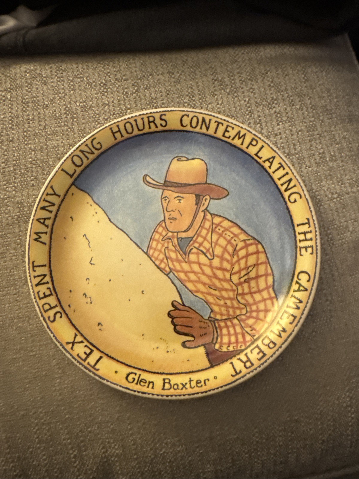 Vintage Glen Baxter Ceramic Art Plate Tex Camembert Surreal Cowboy Rowley Galler Vintage Glen Baxter Ceramic Art Plate Tex Camembert Surreal Cowboy Rowley Galler