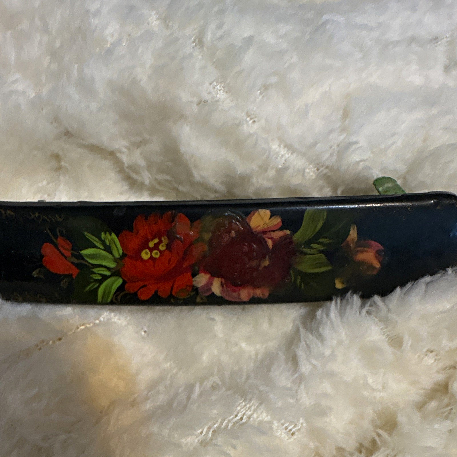 Vintage floral lacquer unsigned barrette Vintage floral lacquer unsigned barrette
