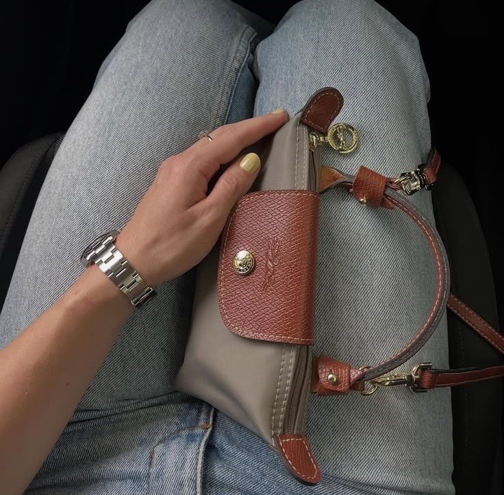 NWT Longchamp Le Pliage Pouch Nylon Leather Crossbody Bag with Strap GRAY NWT Longchamp Le Pliage Pouch Nylon Leather Crossbody Bag with Strap GRAY