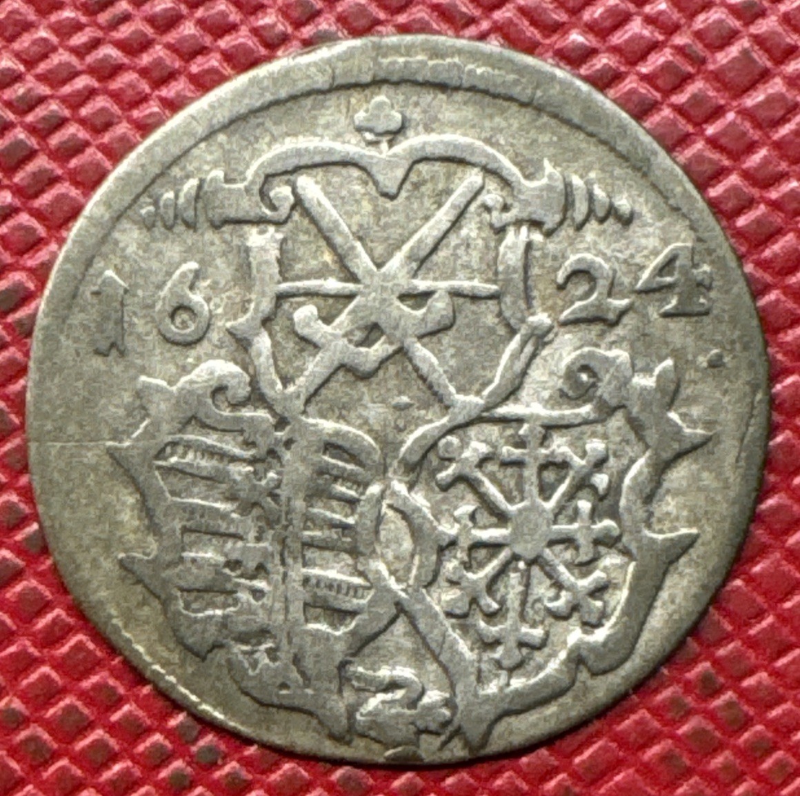 Germany, Saxony 1624-HVR Silver 1 Dreier. John George I. RARE. KM# 385.1