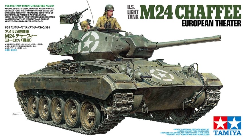 Tamiya 35391 U.S. Light Tank M24 Chaffee European Theater 1/35 Scale Model Kit