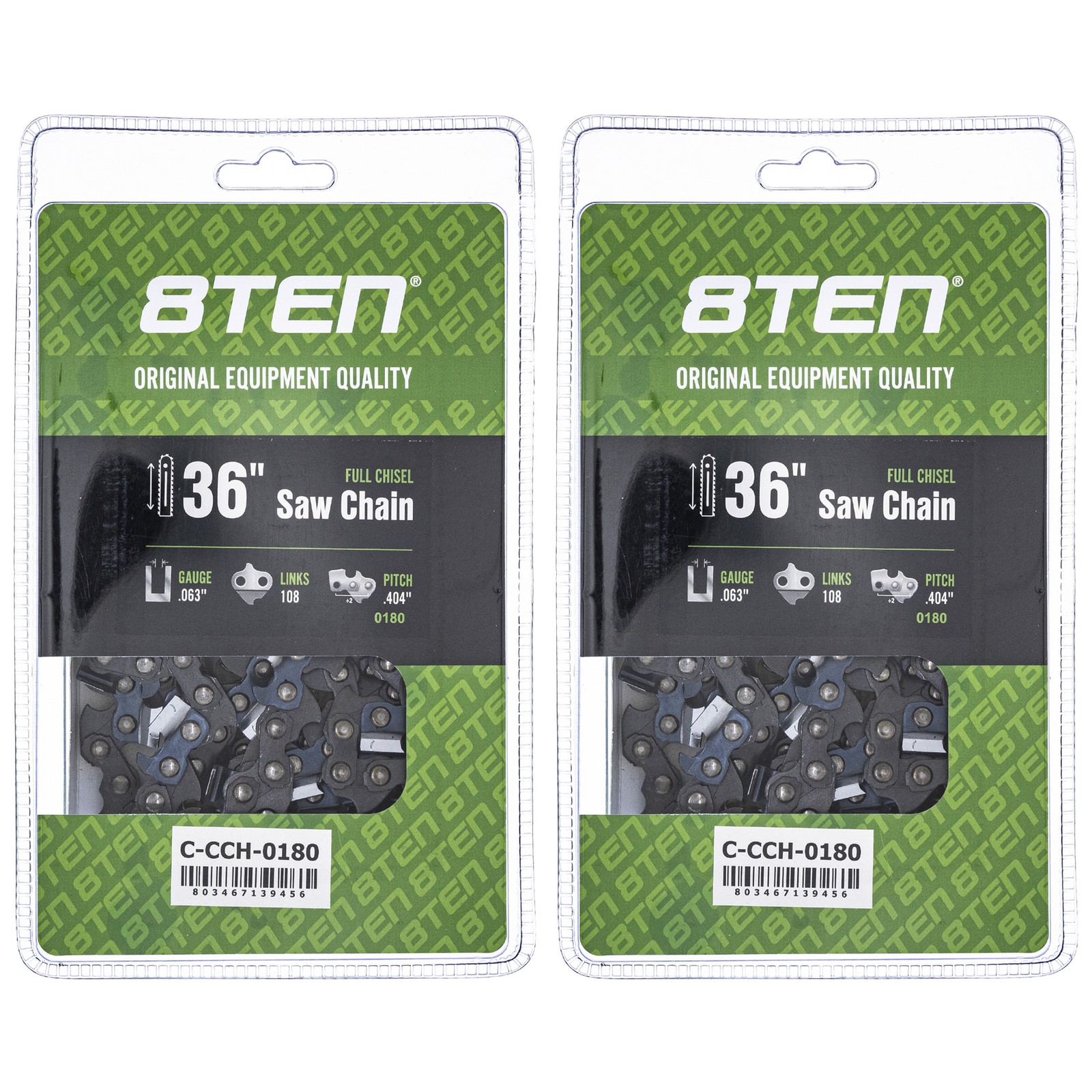 Full Chisel Chainsaw Chain 36 Inch .063 .404 108DL for Stihl 46RS108 2 Pack