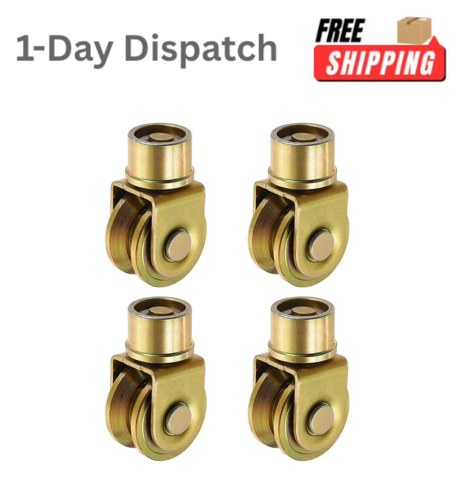 uxcell 4 Pcs 1.9  V-Groove Gate Wheels Gold 360°