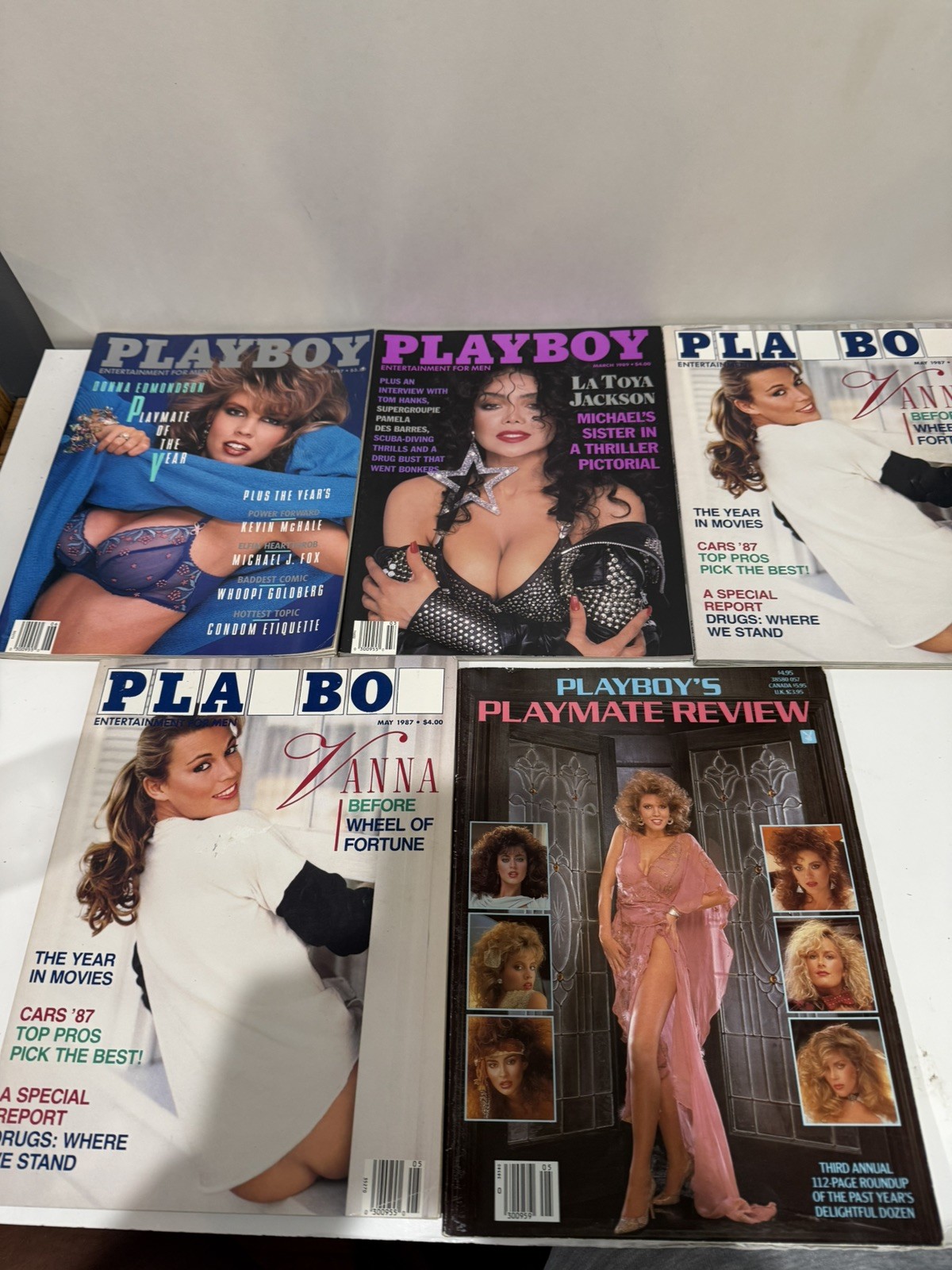 Lot of 5 Playboy magazines late 1980\'s LaToya Jackson Vanna White Vintage Adult
