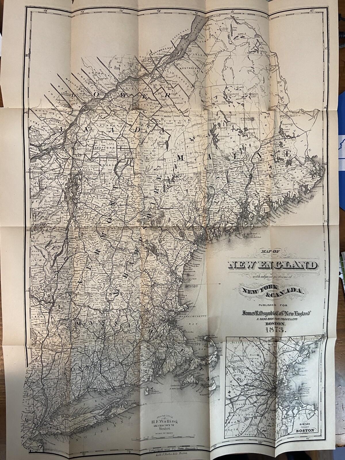1873 New England; Handbook for Travellers w/map; Adirondacks 1873 New England; Handbook for Travellers w/map; Adirondacks