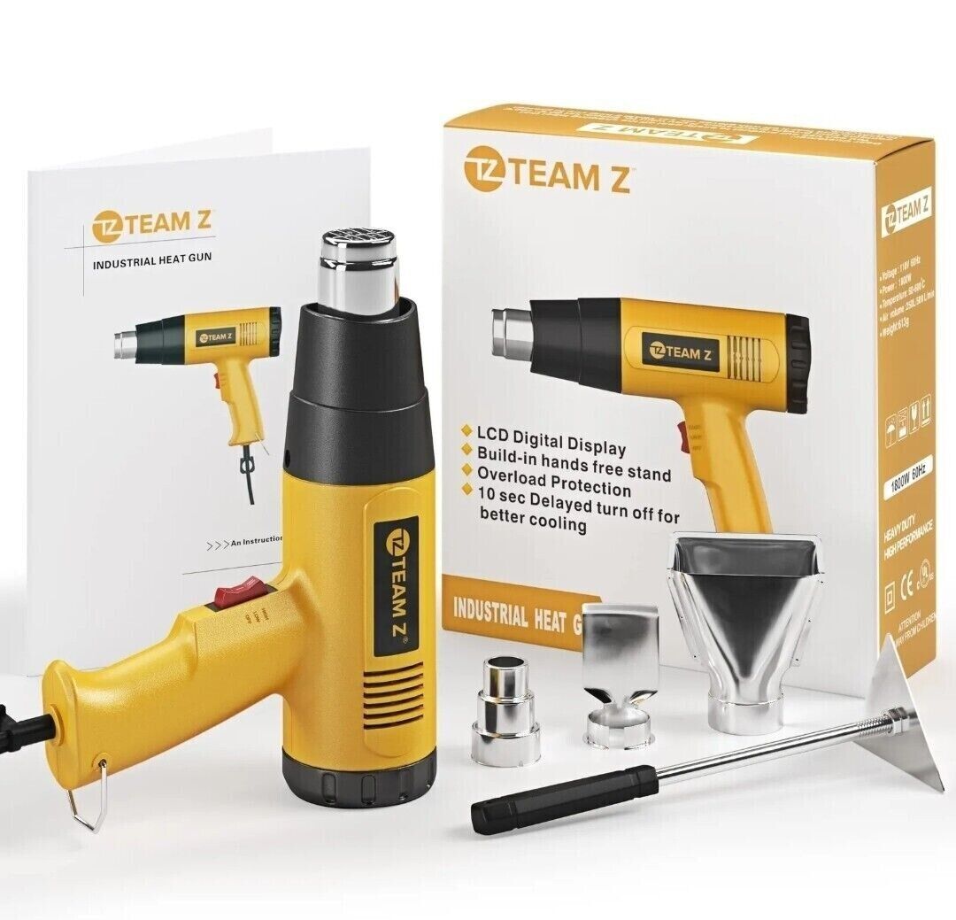 Team Z Heavy Duty Heat Gun Kit with LCD Display (Only °C) - Includes 1800W Ho...