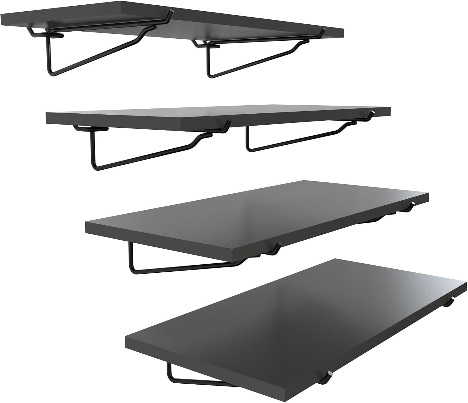4 Pack Black 16 X 8 Inch Pegboard Shelves for 1/4 Inch Pegboards 4 Pack Black 16 X 8 Inch Pegboard Shelves for 1/4 Inch Pegboards