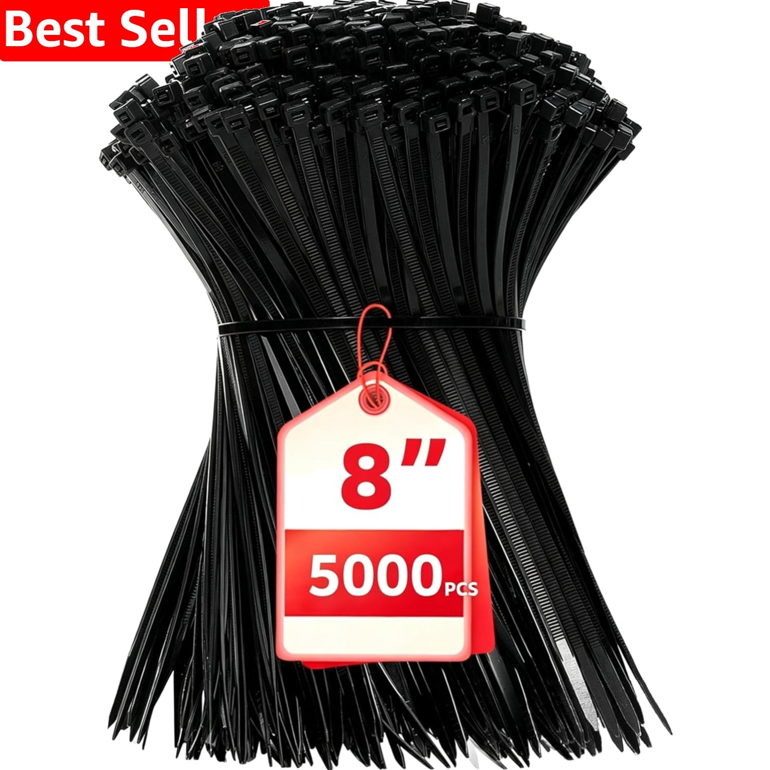 High-Strength 40 lbs Self-Locking Black Zip Ties - 5000 Pack for Home & Outdoors