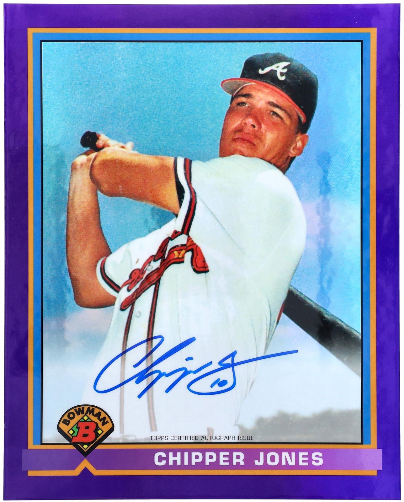 Chipper Jones Braves Signed 1991 Bowman Chrome Rookie Jumbo Card LE/10 - Topps