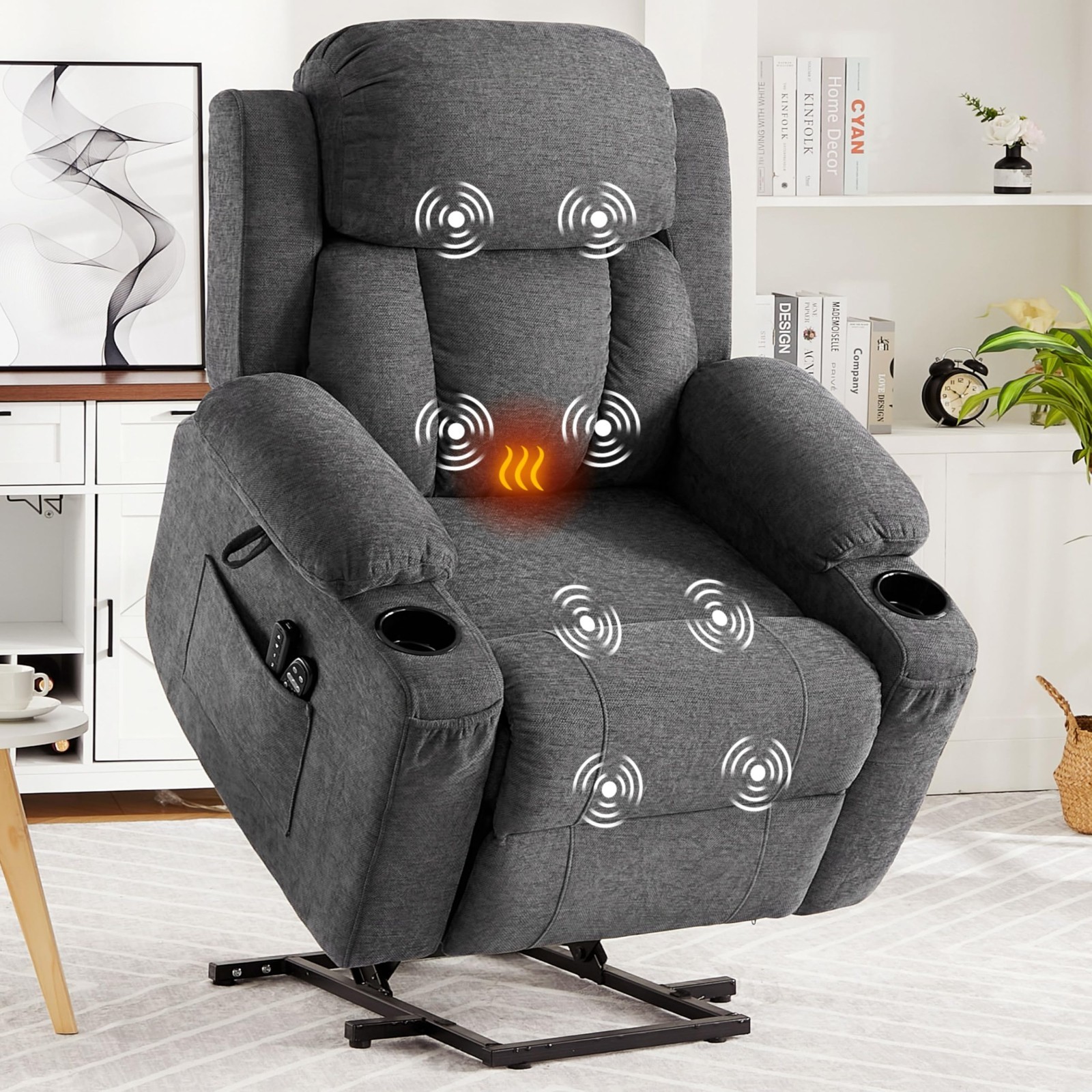 Oversized Power Lift Recliner Chair with Heat and Massage Electric Lift Recliner