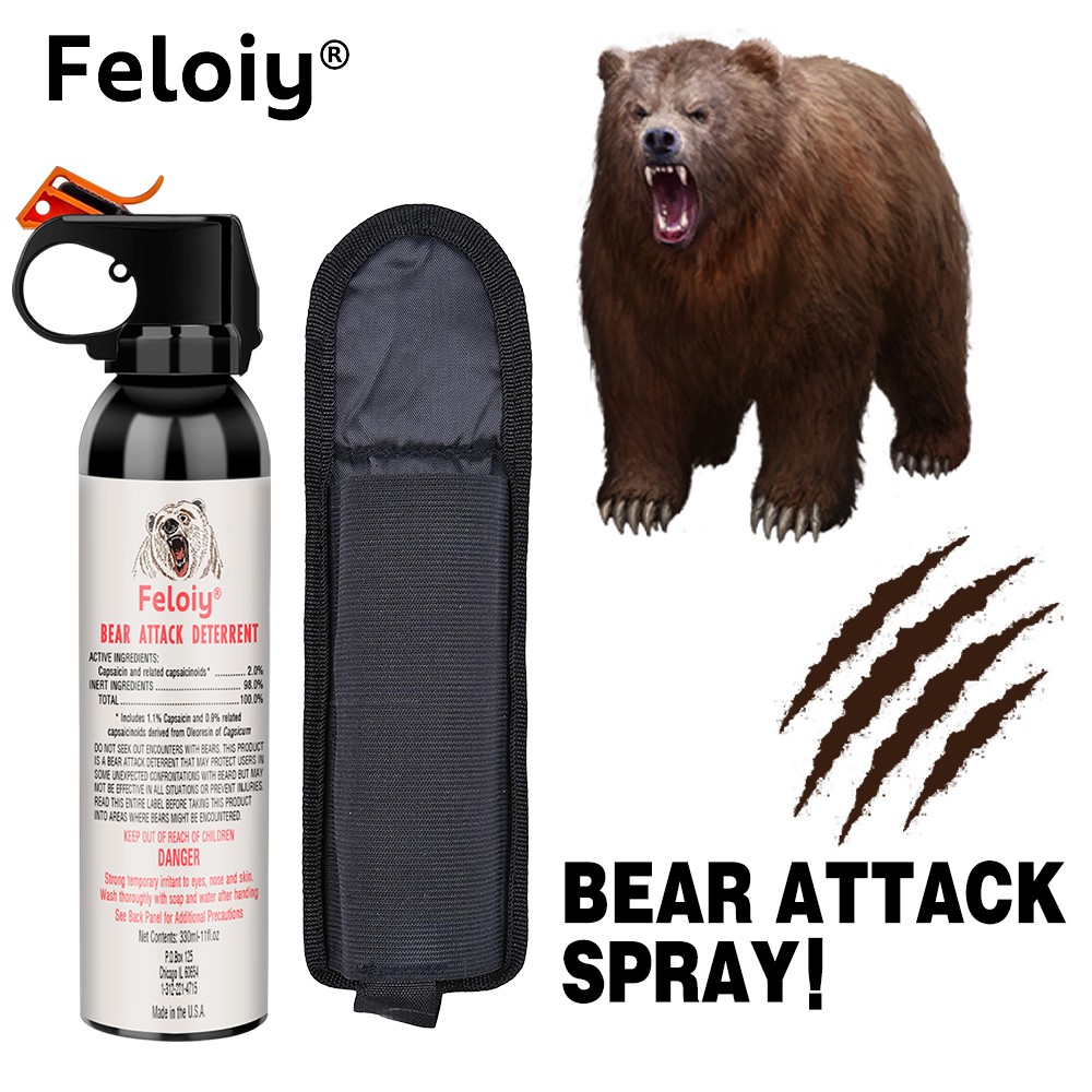 Feloiy Bear Spray 11oz Powerful Stream Strongest Legal Formula with Holster Feloiy Bear Spray 11oz Powerful Stream Strongest Legal Formula with Holster