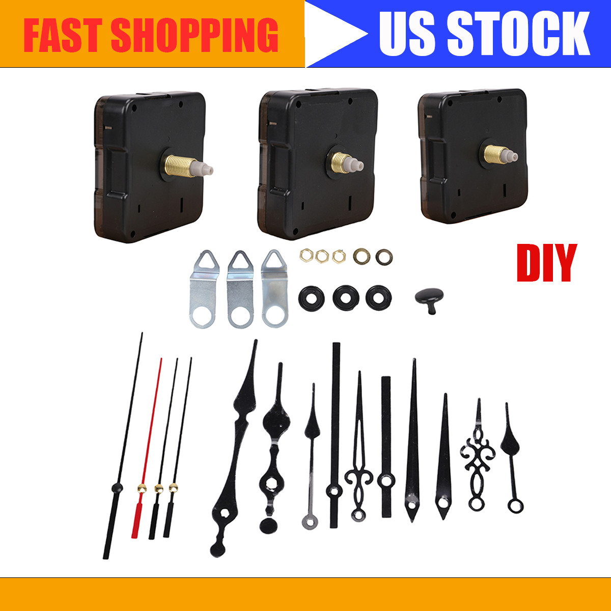 DIY Wall Quartz Clock Movement Mechanism Replacement Repair Tool Parts Hands US