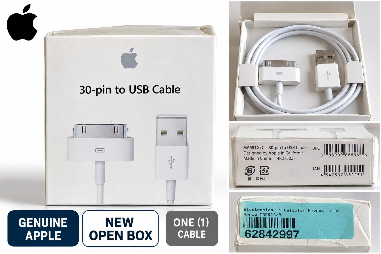 Original Apple iPad-2 30-Pin-to-USB Cable Data Charger-MA591G-C