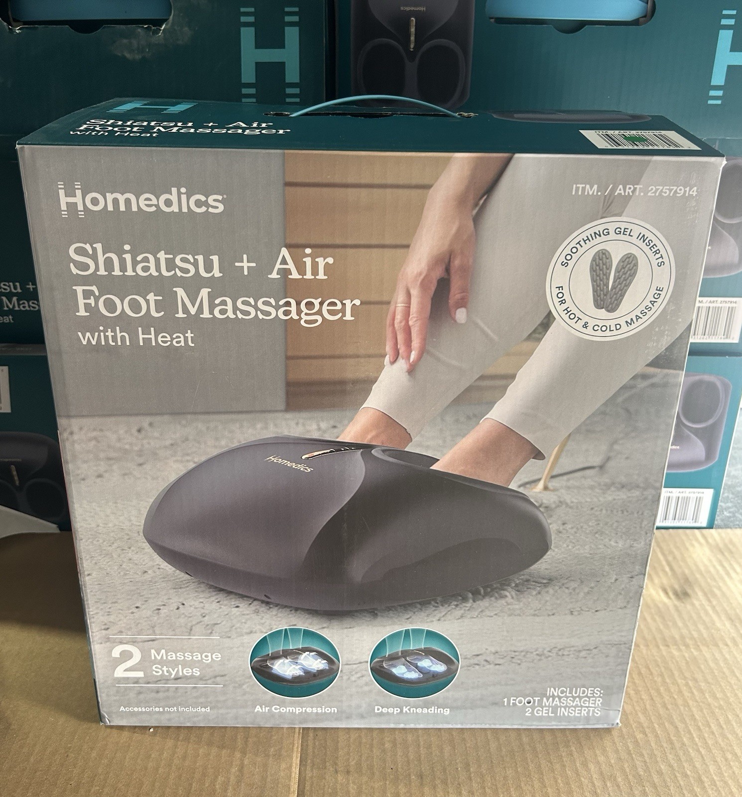 Homedics Shiatsu+Air Foot Massager with Heat  fits feet up to Men's Size 13 new