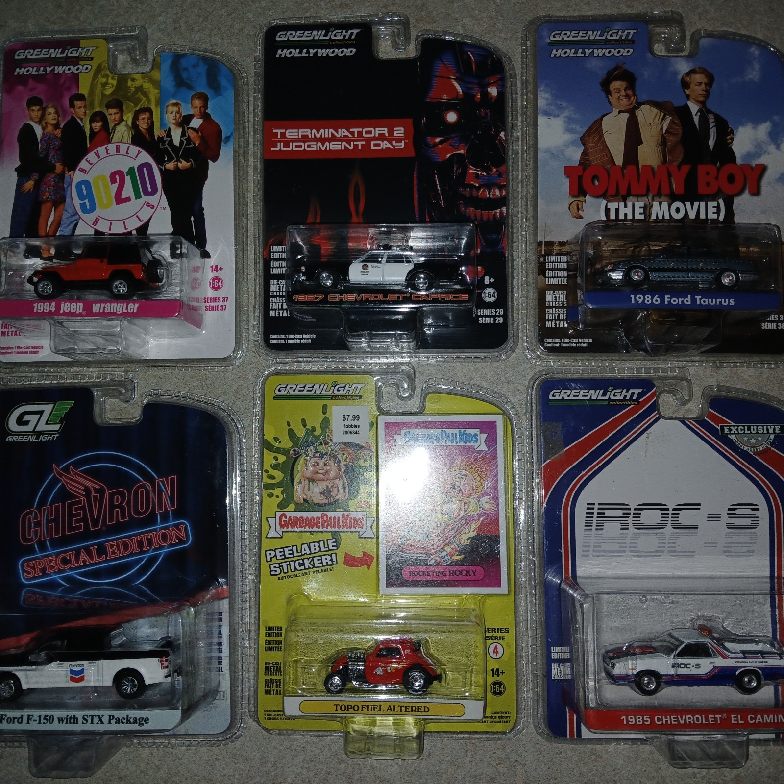GreenLight 1:64 Diecast Lot of 6 Hollywood/Chevron/Garbage Pail Kids Etc. GreenLight 1:64 Diecast Lot of 6 Hollywood/Chevron/Garbage Pail Kids Etc.